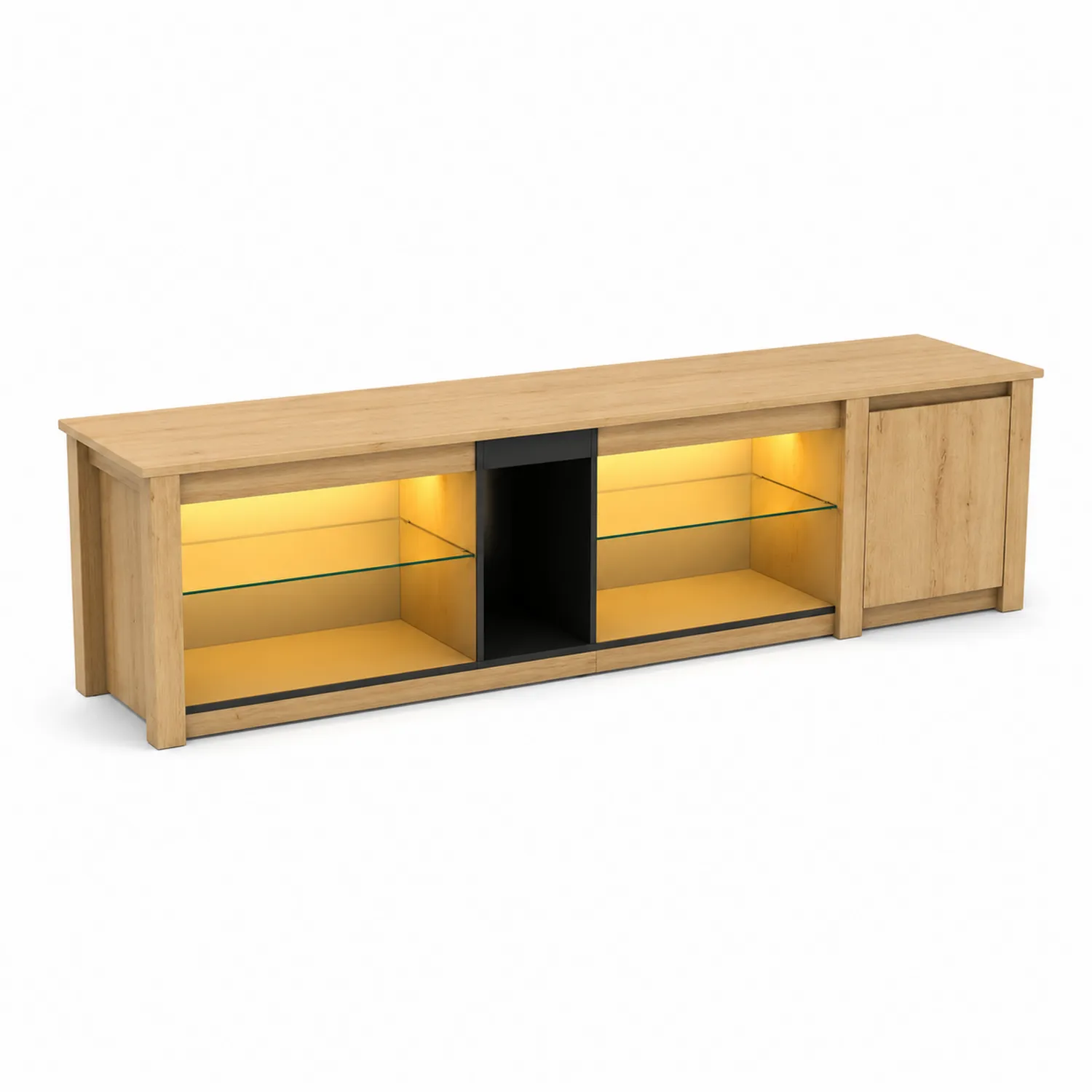 Mueble de TV de Madera y Vidrio Templado 150 cm Roble