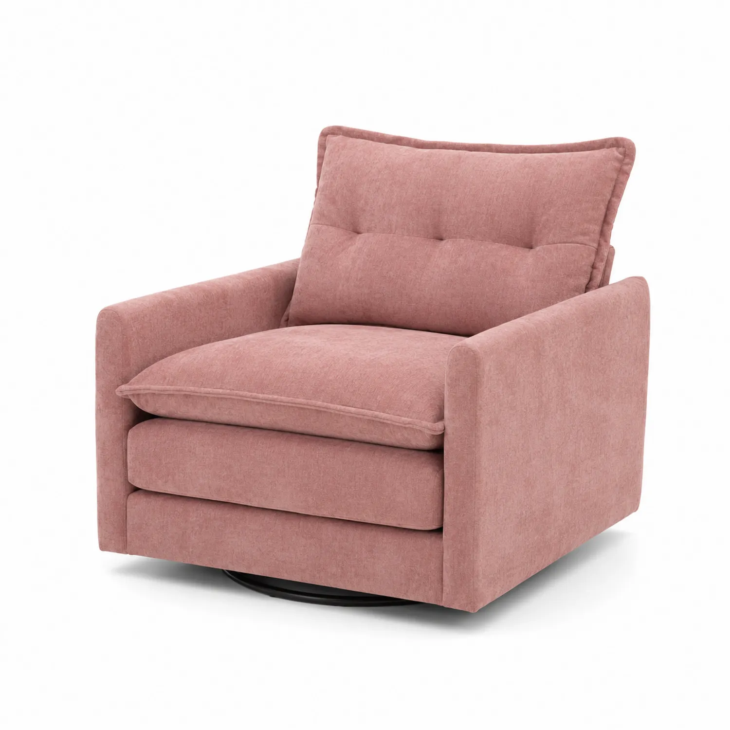 Sillón giratorio tapizado en poliéster rosa