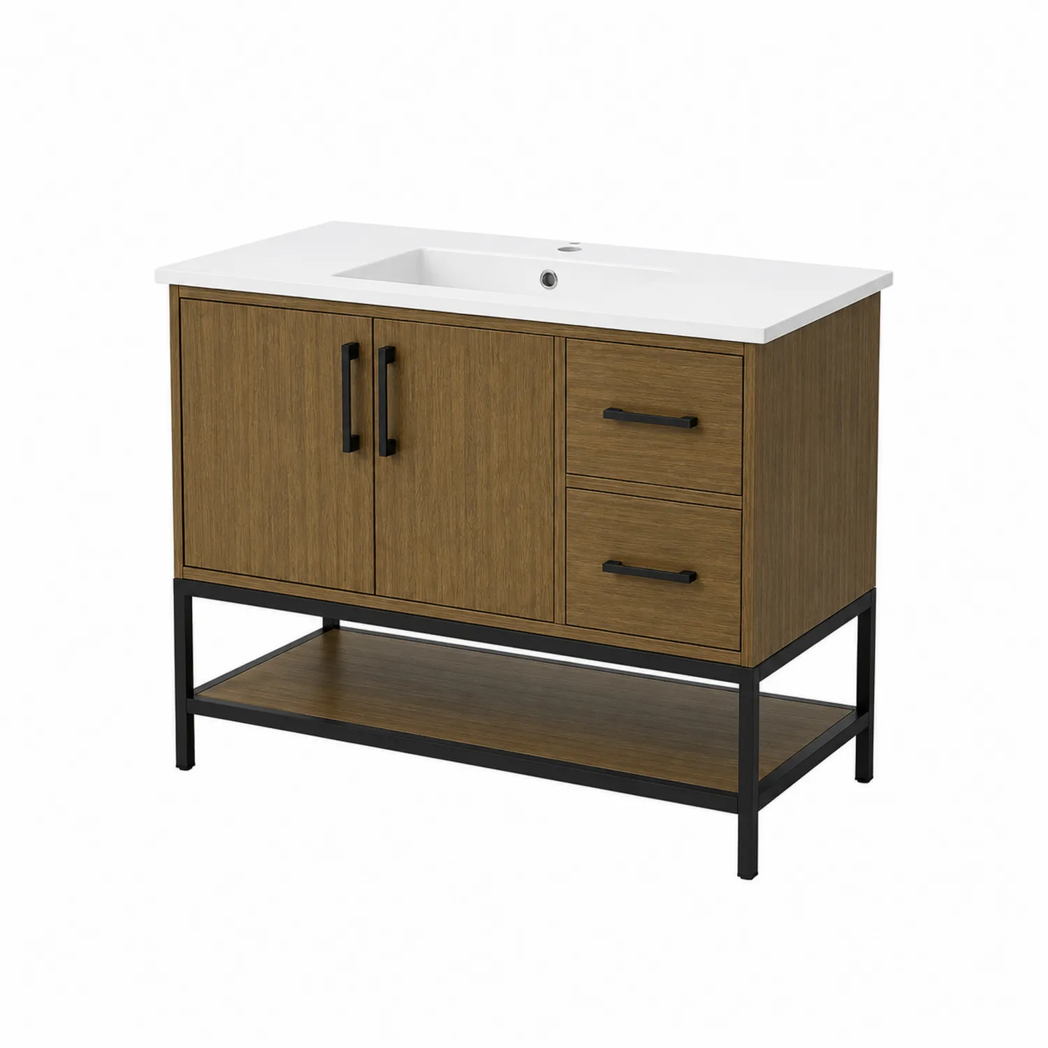 Lavabo Individual de Madera con Encimera de Cerámica