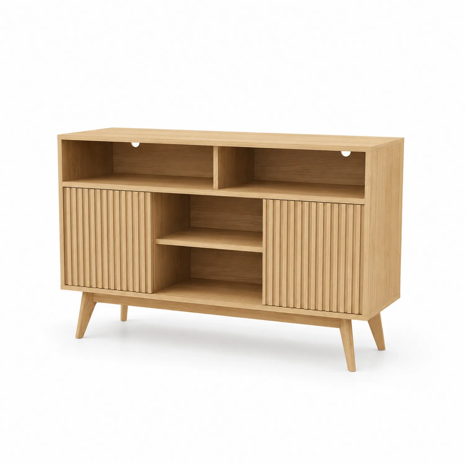 Mueble de TV de madera con compartimentos