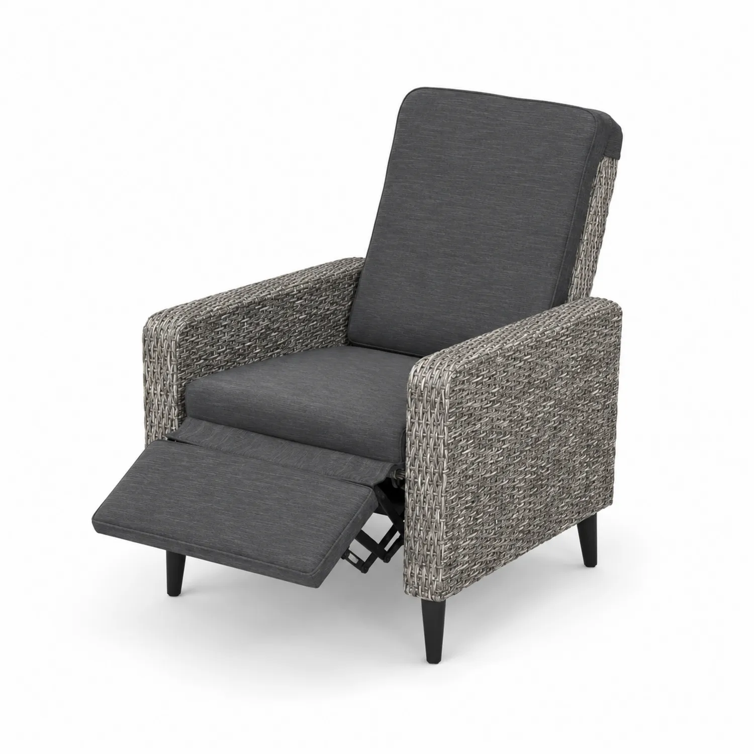 Sillón reclinable de ratán sintético gris