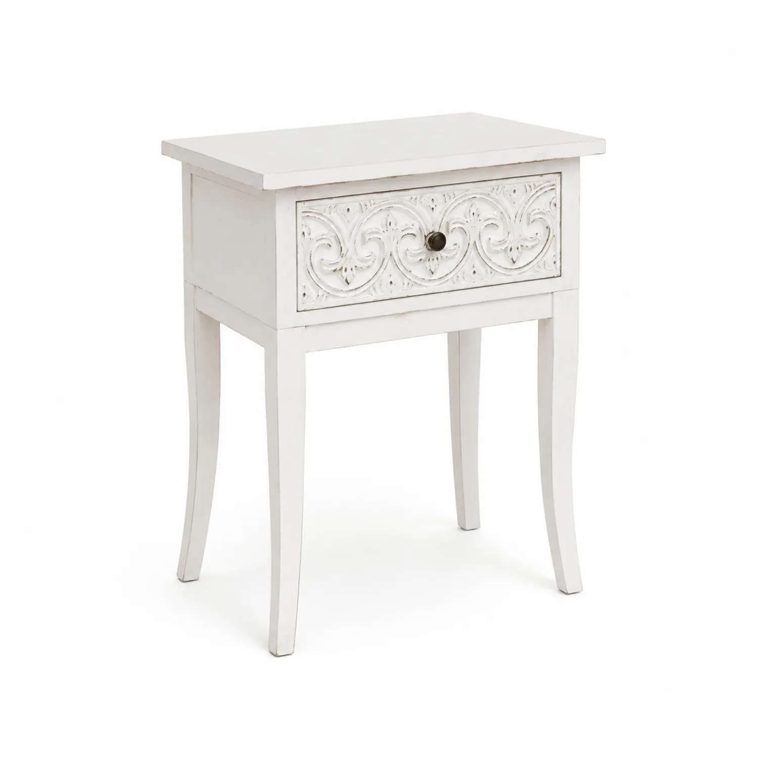 Mesa auxiliar de madera de pino blanco 45x35x60 cm