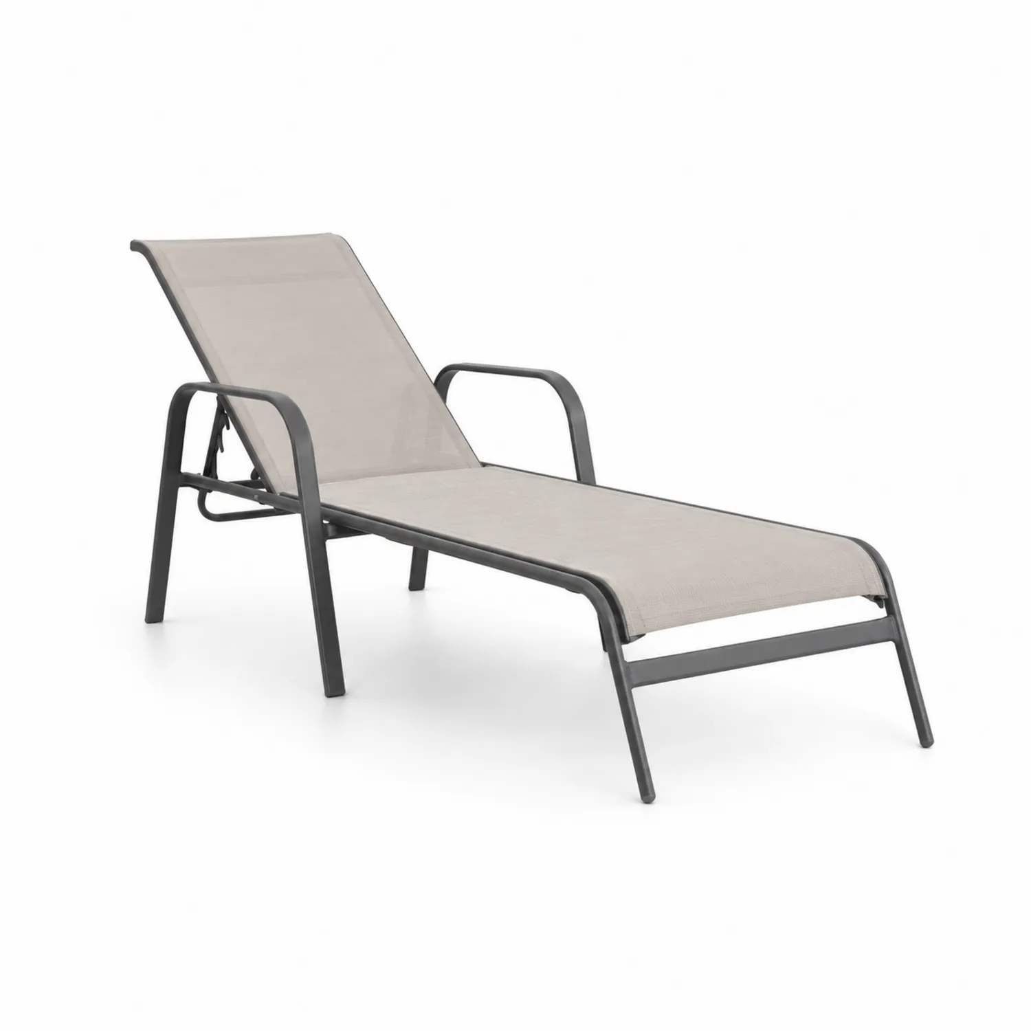 Tumbona de exterior de metal y textileno beige