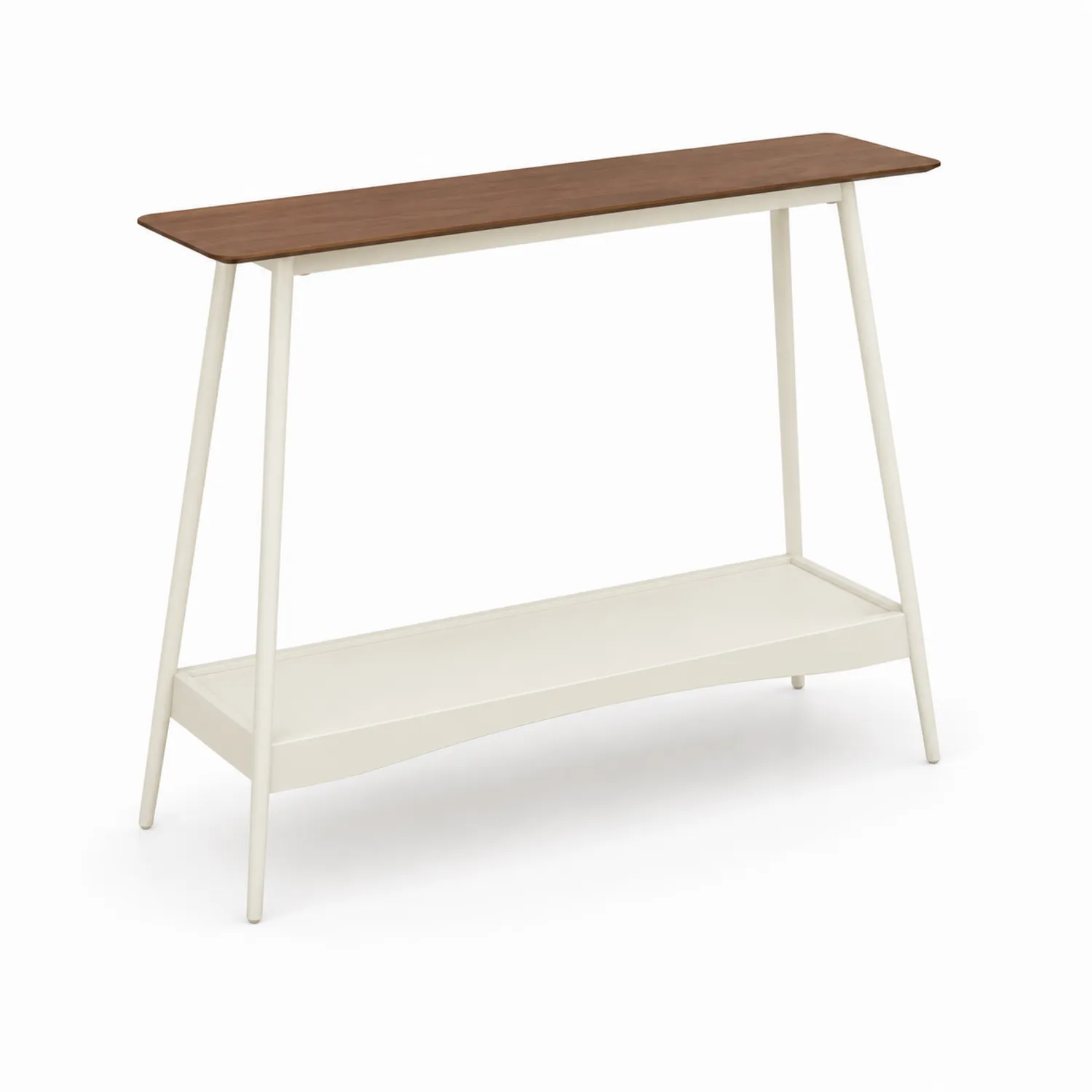 Mesa consola de madera y metal con estante 120x30x80 cm Marrón y Blanco