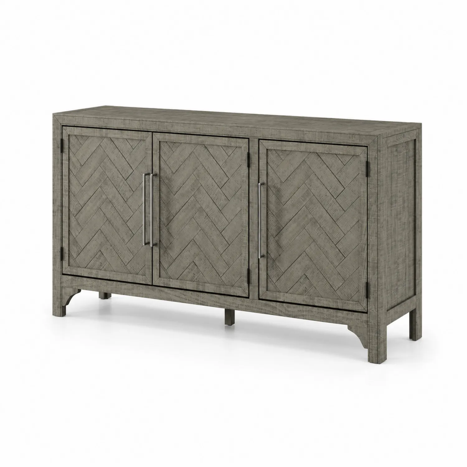 Aparador de Madera Maciza Gris con Tres Puertas