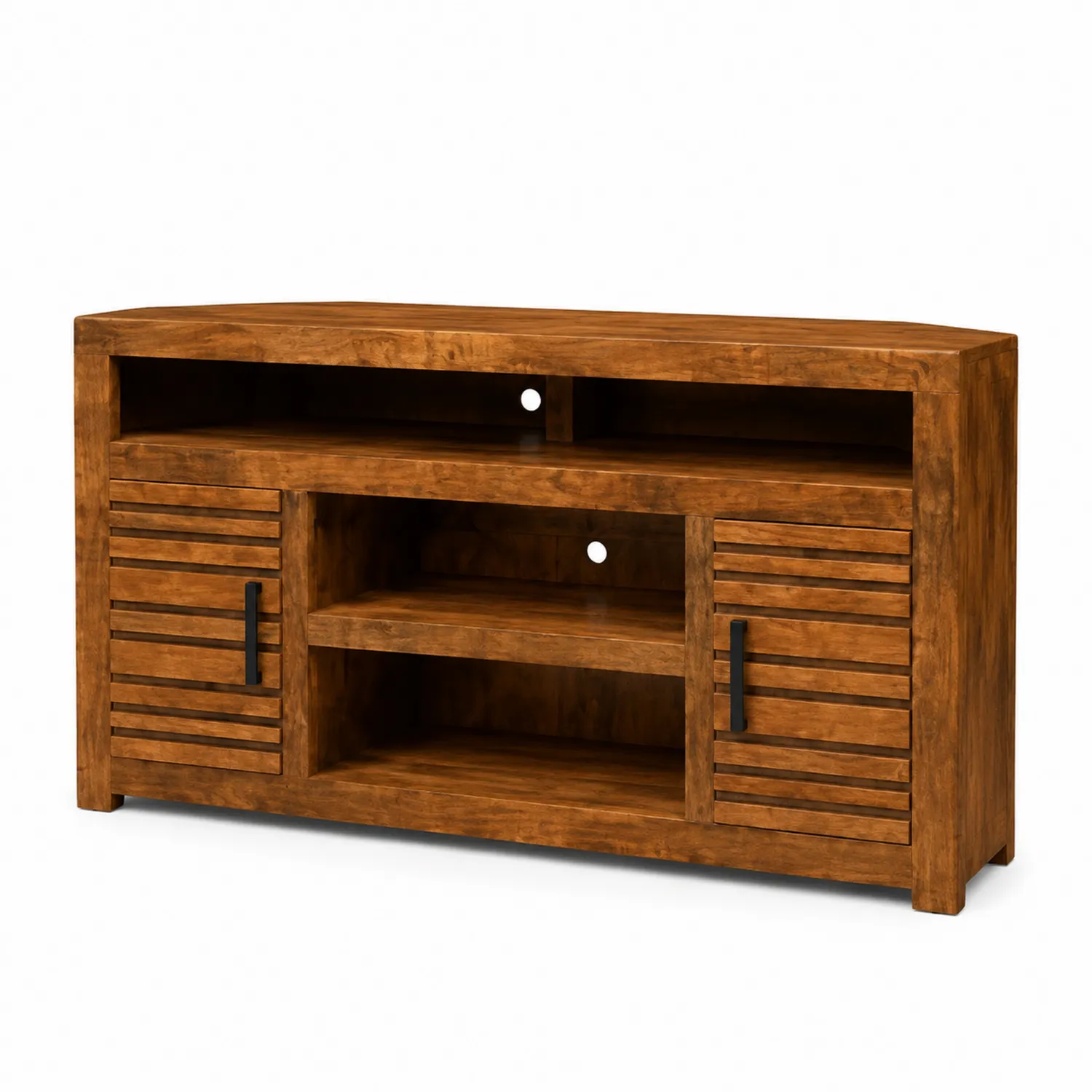 Mueble de TV de Madera Maciza de Acacia con Puertas y Estantes Abiertos