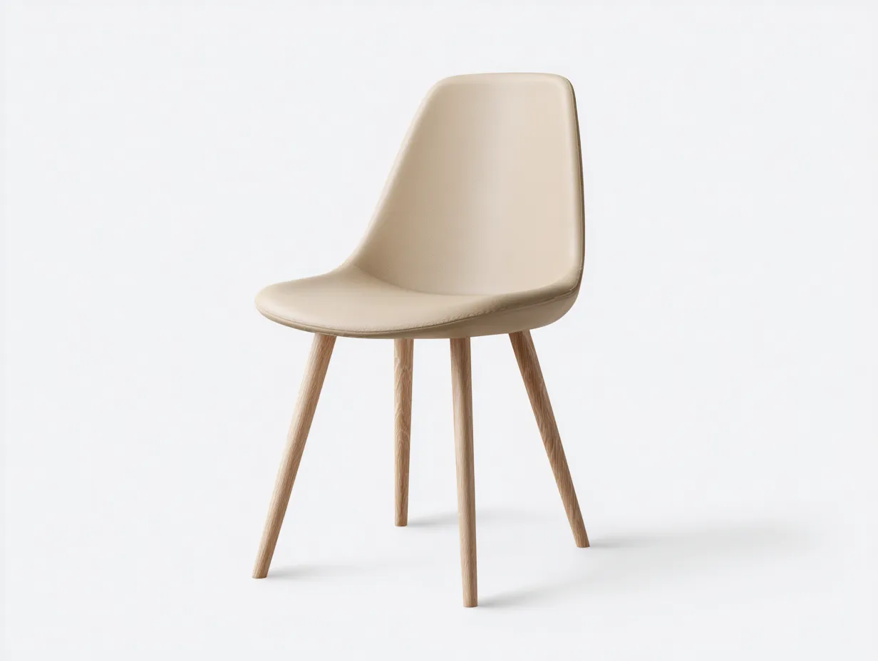 Chaise de salle à manger en simili cuir et bois 46x54x84 cm - beige-naturel - design moderne pour salle à manger-Faloabode