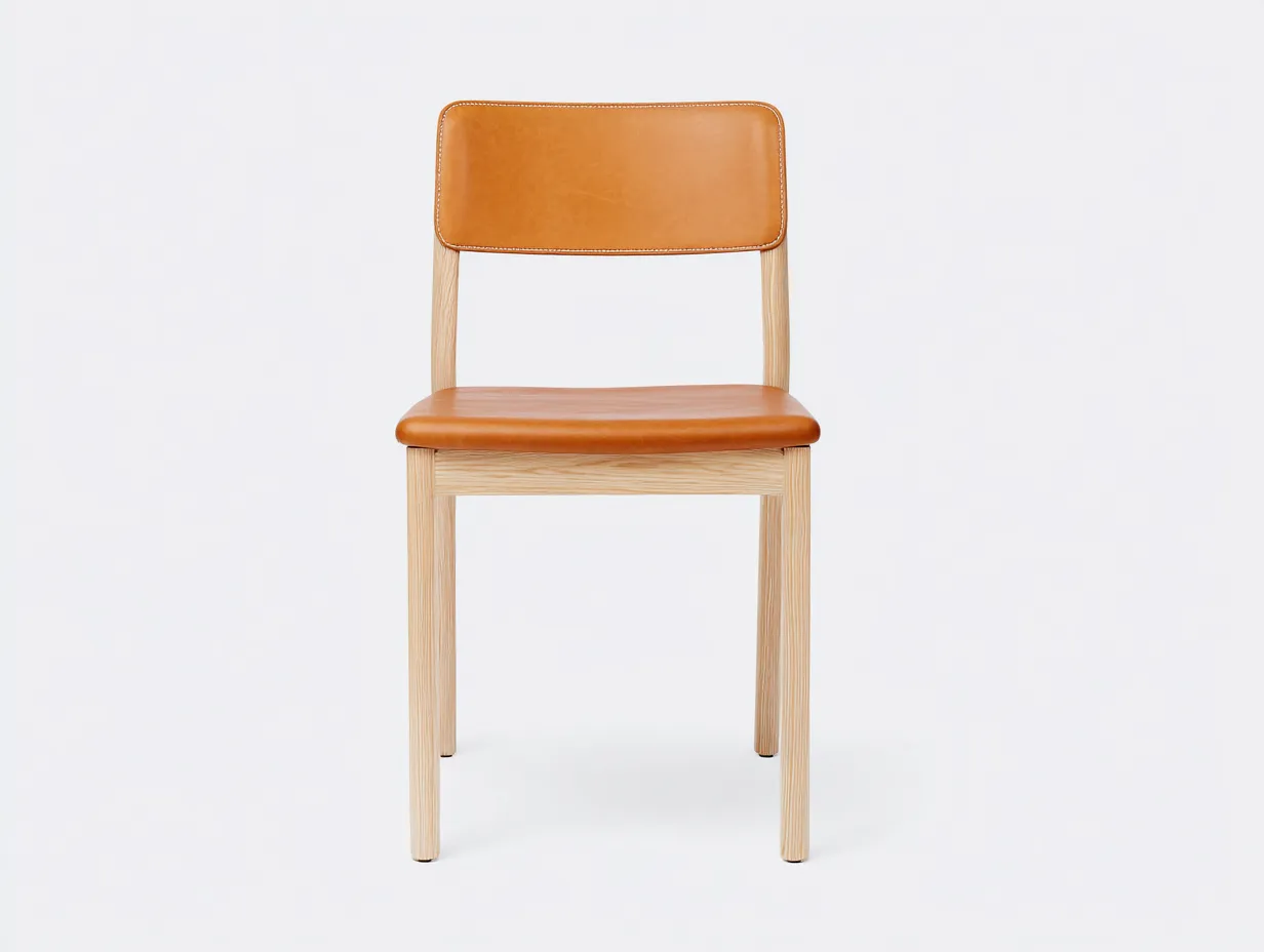Chaise de salle à manger en simili cuir et bois 44x50x82 cm - cognac/naturel - design vintage pour salle à manger-Faloabode
