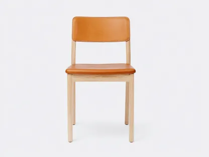 Chaise de salle à manger en simili cuir et bois 44x50x82 cm - cognac/naturel - design vintage pour salle à manger-Faloabode