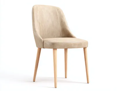 Chaise de salle à manger en simili cuir et bois 50x58x88 cm - beige-naturel - design moderne pour salle à manger-Faloabode