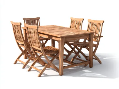 Salon de jardin repas bois massif 180x90x75 cm - bois naturel - pour terrasse et jardin avec table et chaises pliantes-Faloabode