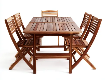 Salon de jardin repas en bois 150x90x75 cm - marron naturel - pour terrasse extérieure-Faloabode
