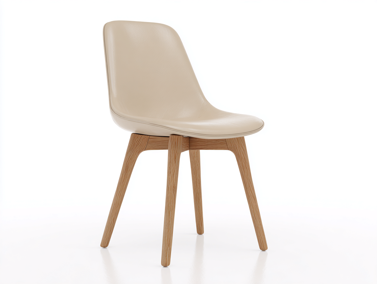 Chaise de salle à manger similicuir beige 48x55x82 cm - beige-bois naturel - pour salle à manger style moderne avec pieds en bois-Faloabode