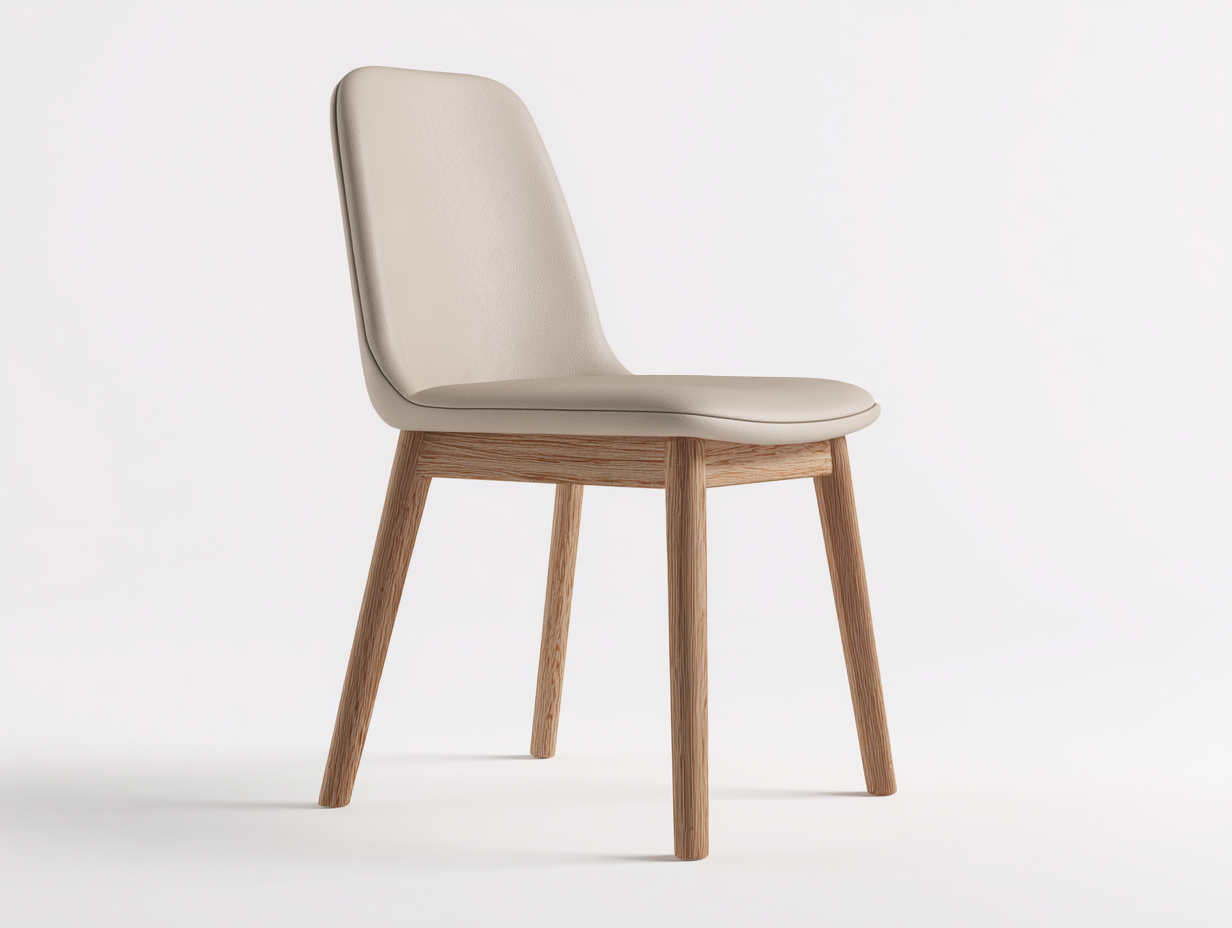 Chaise de salle à manger en simili cuir et bois 48x55x86 cm - beige-naturel - design moderne pour salle à manger-Faloabode