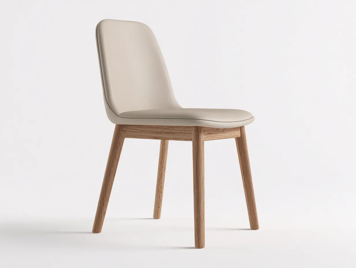 Chaise de salle à manger en simili cuir et bois 48x55x86 cm - beige-naturel - design moderne pour salle à manger-Faloabode