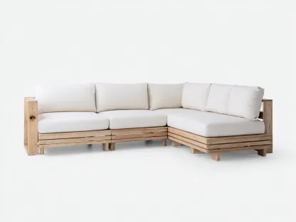 Canapé de jardin en bois 250x180x75 cm - naturel-blanc cassé - pour terrasse extérieure-Faloabode