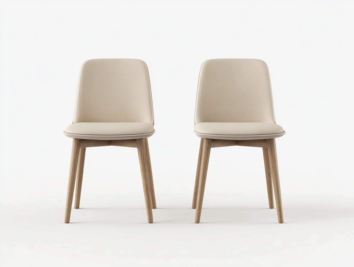 Chaise de salle à manger en simili cuir et bois 46x54x84 cm - beige-naturel - design moderne pour salle à manger-Faloabode