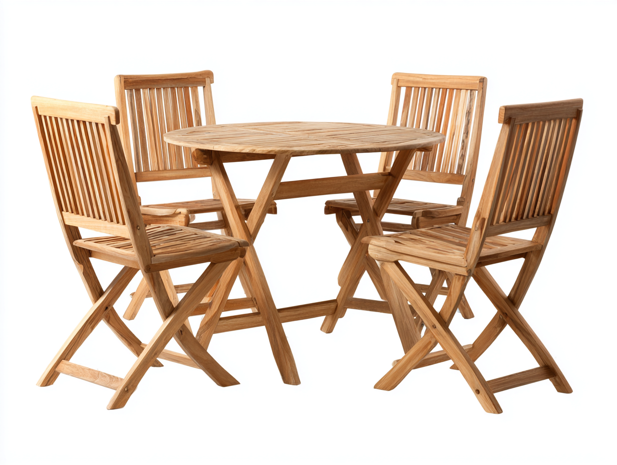 Salon de jardin repas en bois 110x110x75 cm - naturel - pour terrasse extérieure-Faloabode