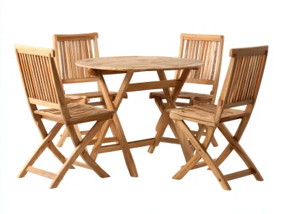 Salon de jardin repas en bois 110x110x75 cm - naturel - pour terrasse extérieure-Faloabode