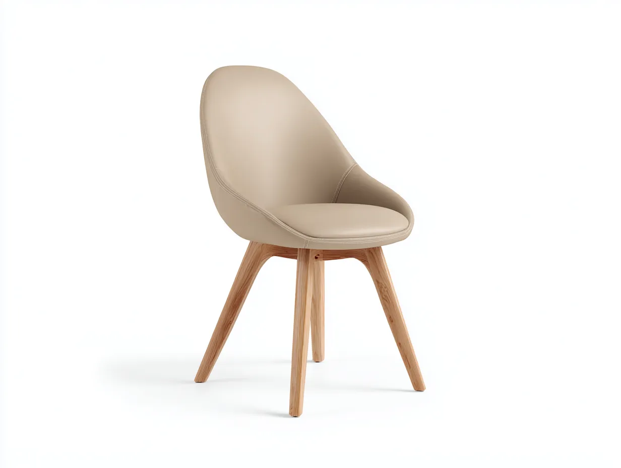 Chaise de salle à manger similicuir beige 52x58x80 cm - beige-bois naturel - pour salle à manger design moderne avec pieds en bois-Faloabode