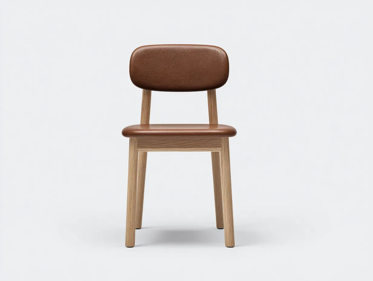 Chaise de salle à manger en simili cuir et bois 45x52x80 cm - marron-naturel - design rétro pour salle à manger-Faloabode
