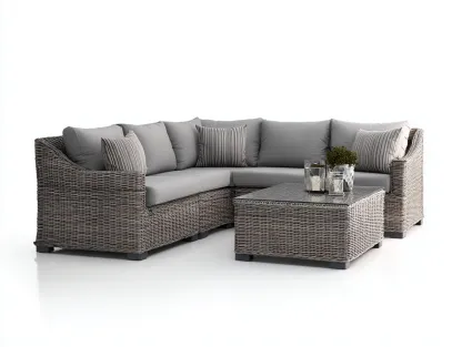 Canapé de jardin en résine tressée 260x200x78 cm - gris - pour terrasse extérieure-Faloabode