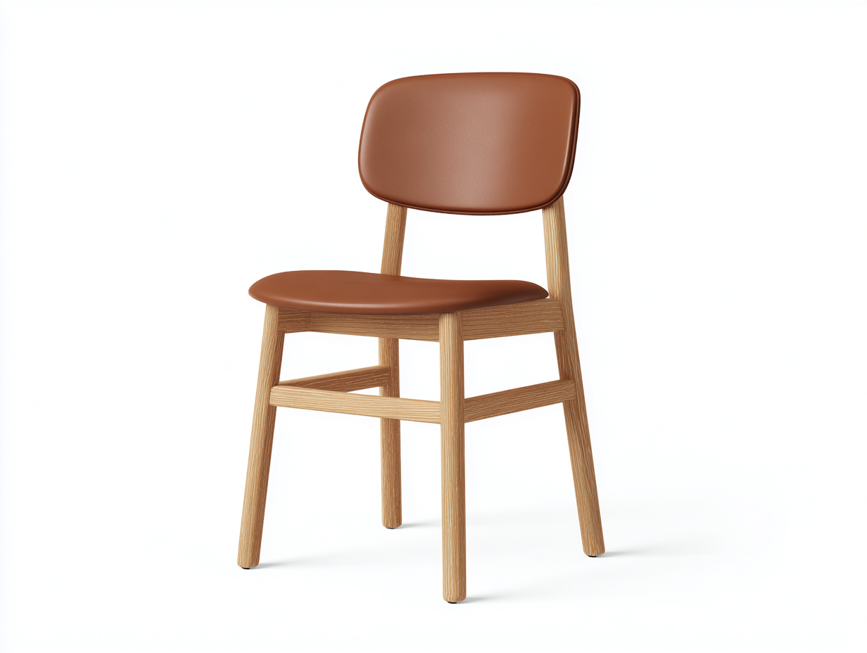 Chaise de salle à manger similicuir marron 50x55x82 cm - marron-bois naturel - pour salle à manger design moderne avec pieds en bois-Faloabode