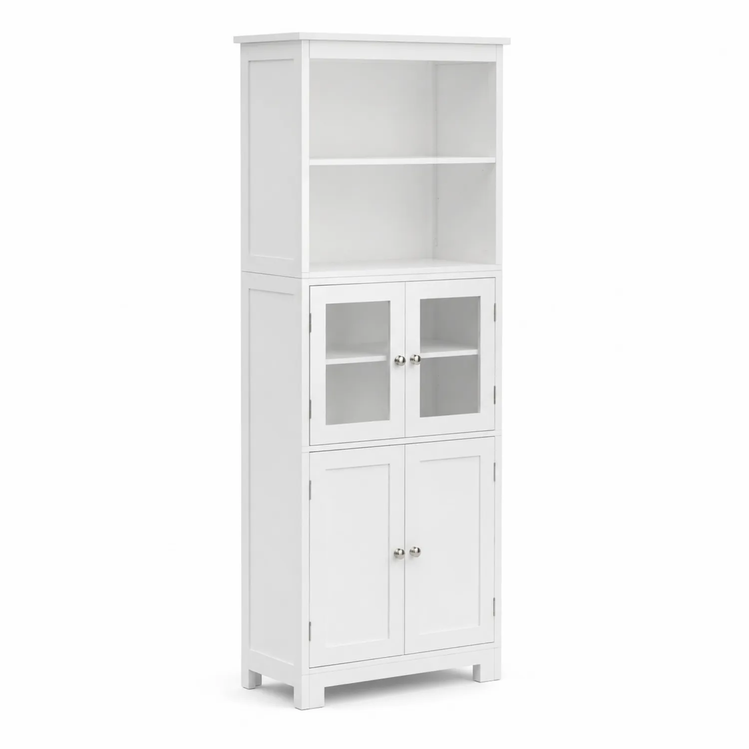 Credenza Alta in MDF Bianco con Ante in Vetro-sovmoria