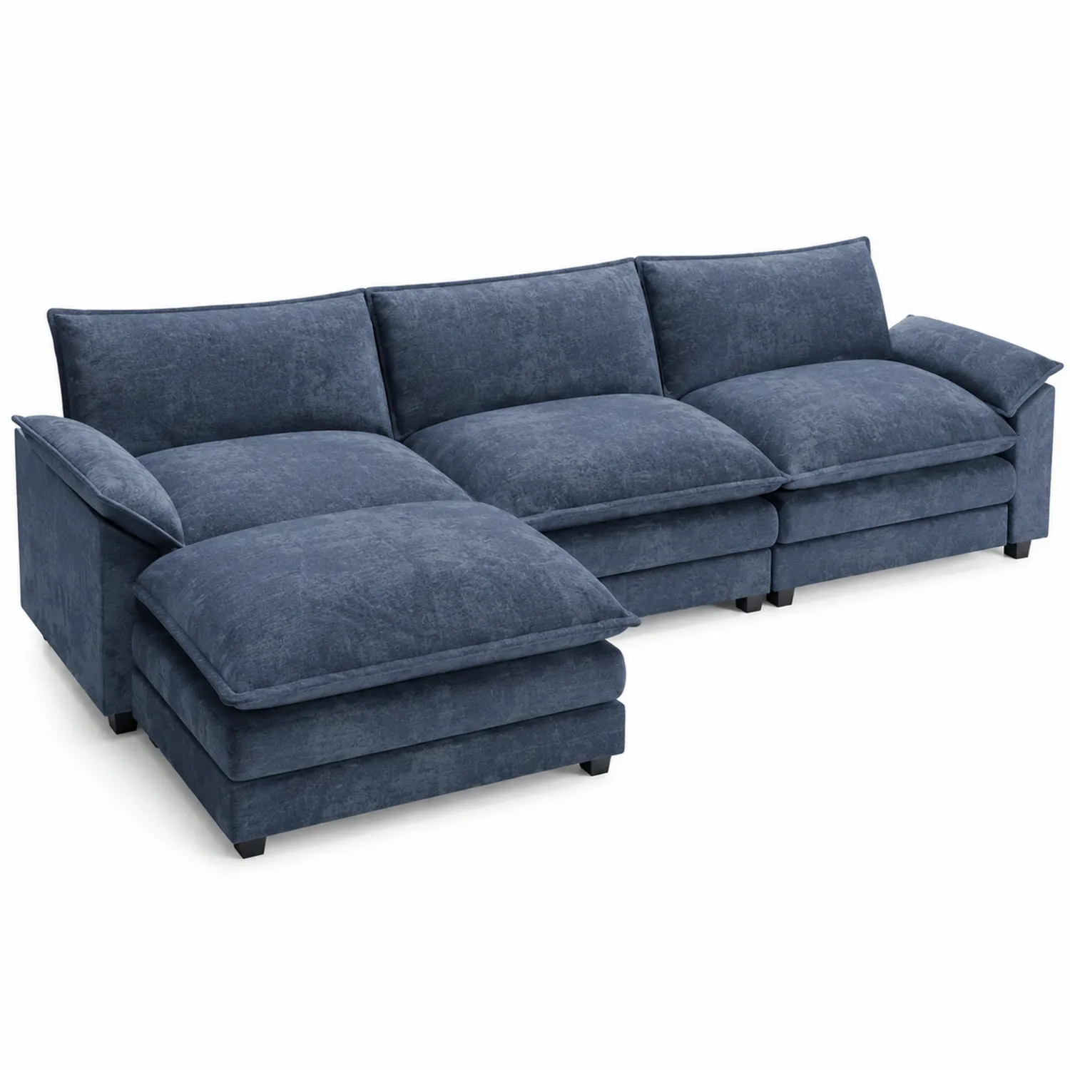Divano modulare in tessuto blu con chaise longue-sovmoria