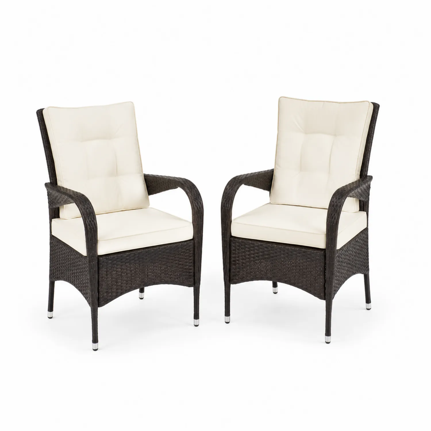 Set di 2 Sedie da Giardino in Rattan Sintetico con Cuscini-sovmoria