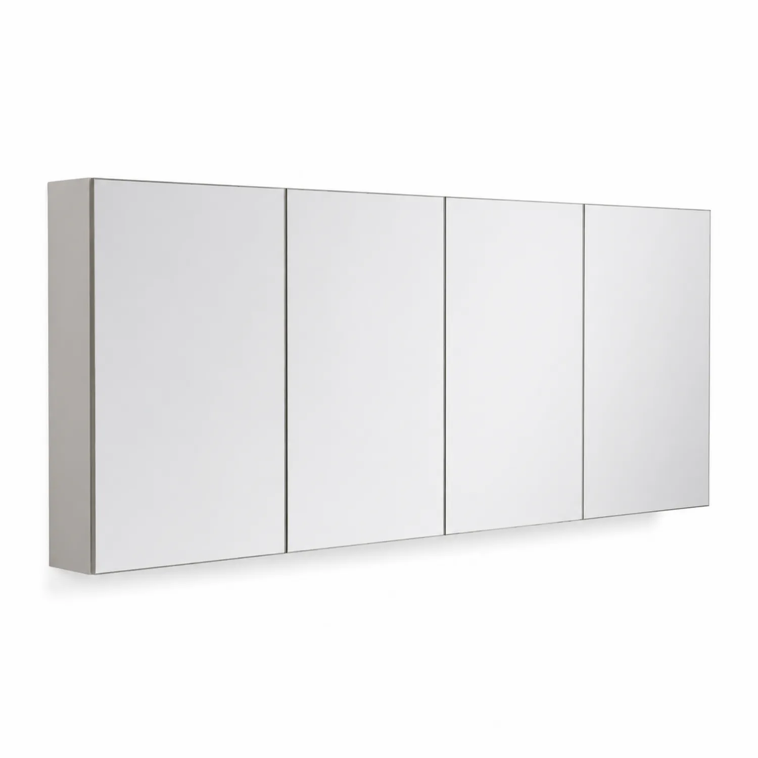 Armadio a Specchio da Bagno 4 Ante Bianco MDF e Vetro-sovmoria