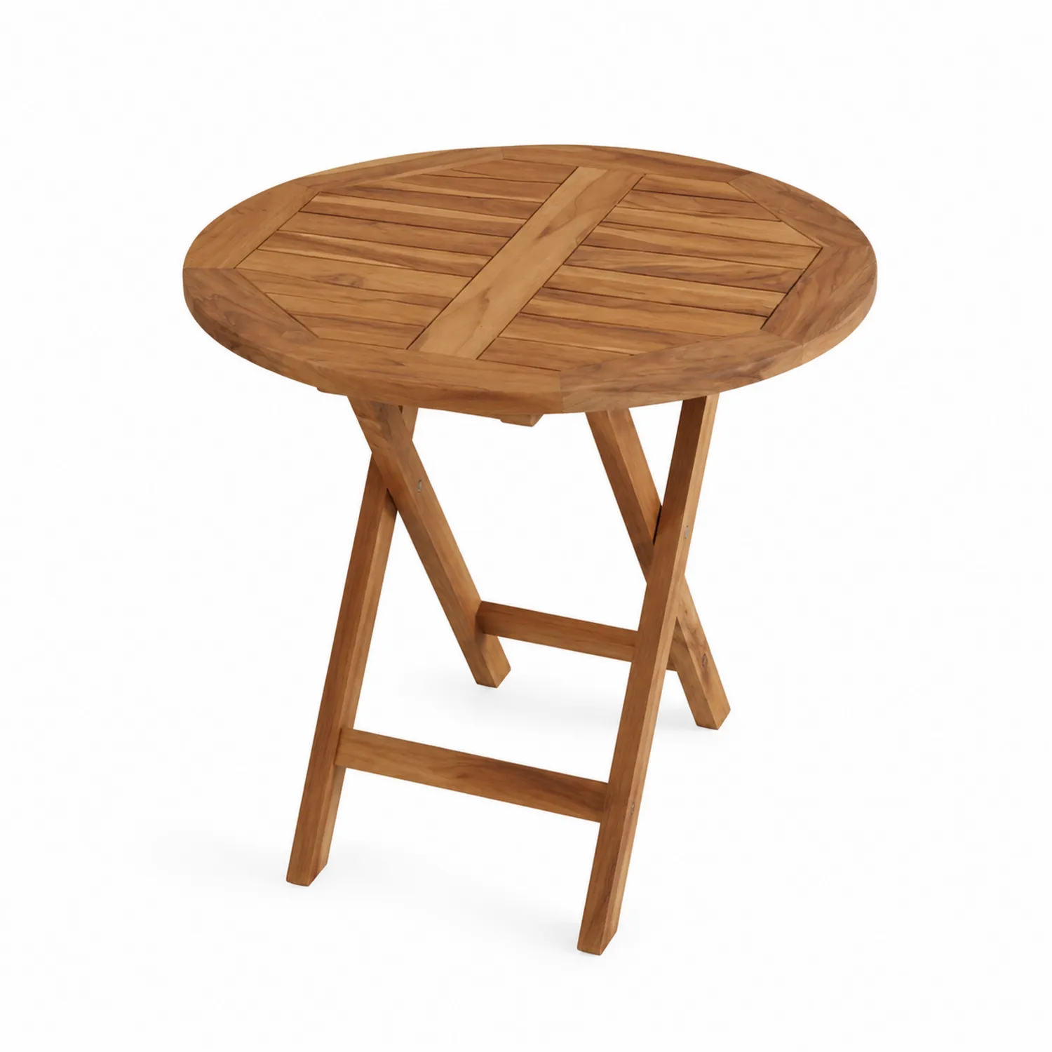 Tavolo da Esterno Pieghevole in Legno di Teak Ø70 cm-sovmoria