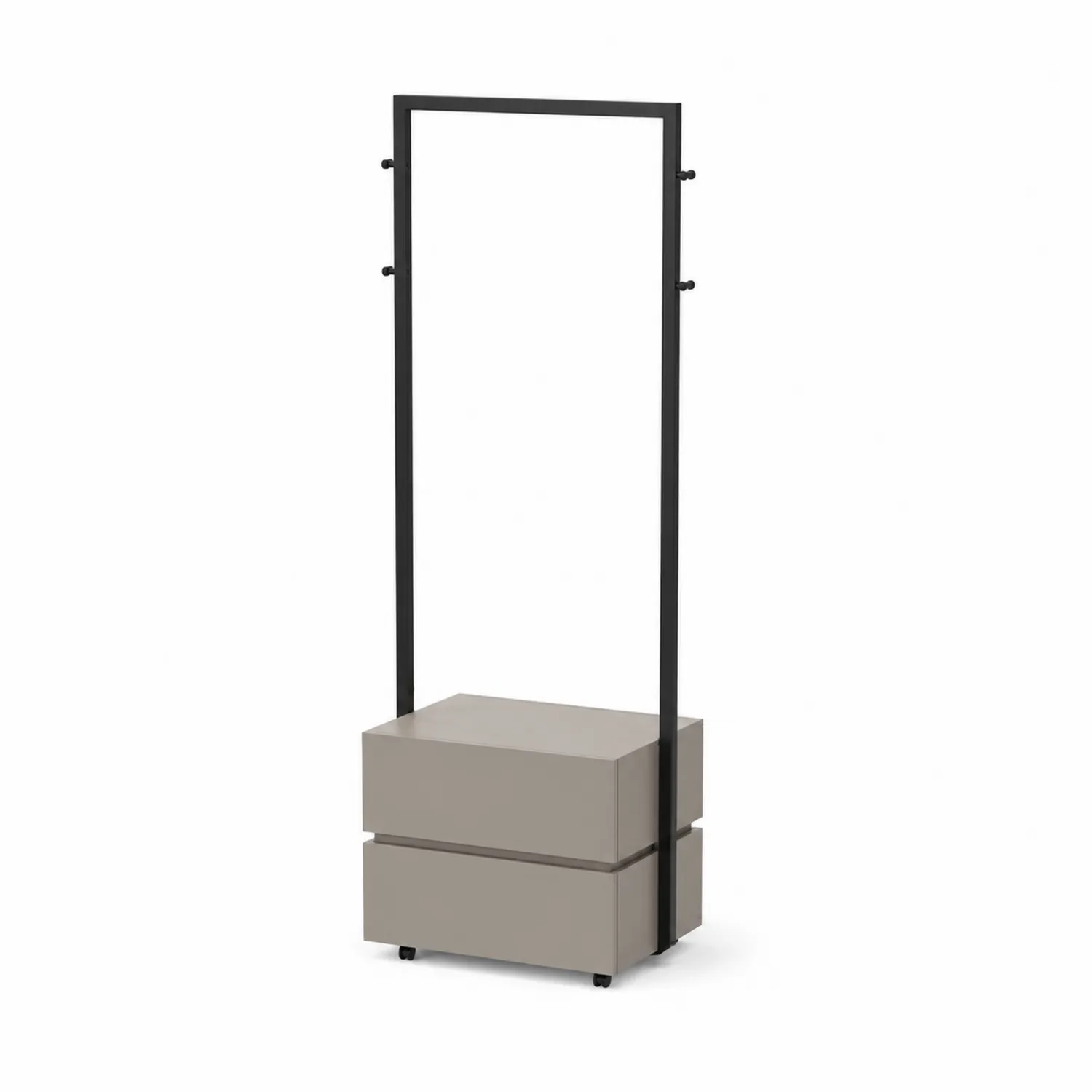 Appendiabiti in Metallo con Cassetti in MDF Nero e Beige-sovmoria