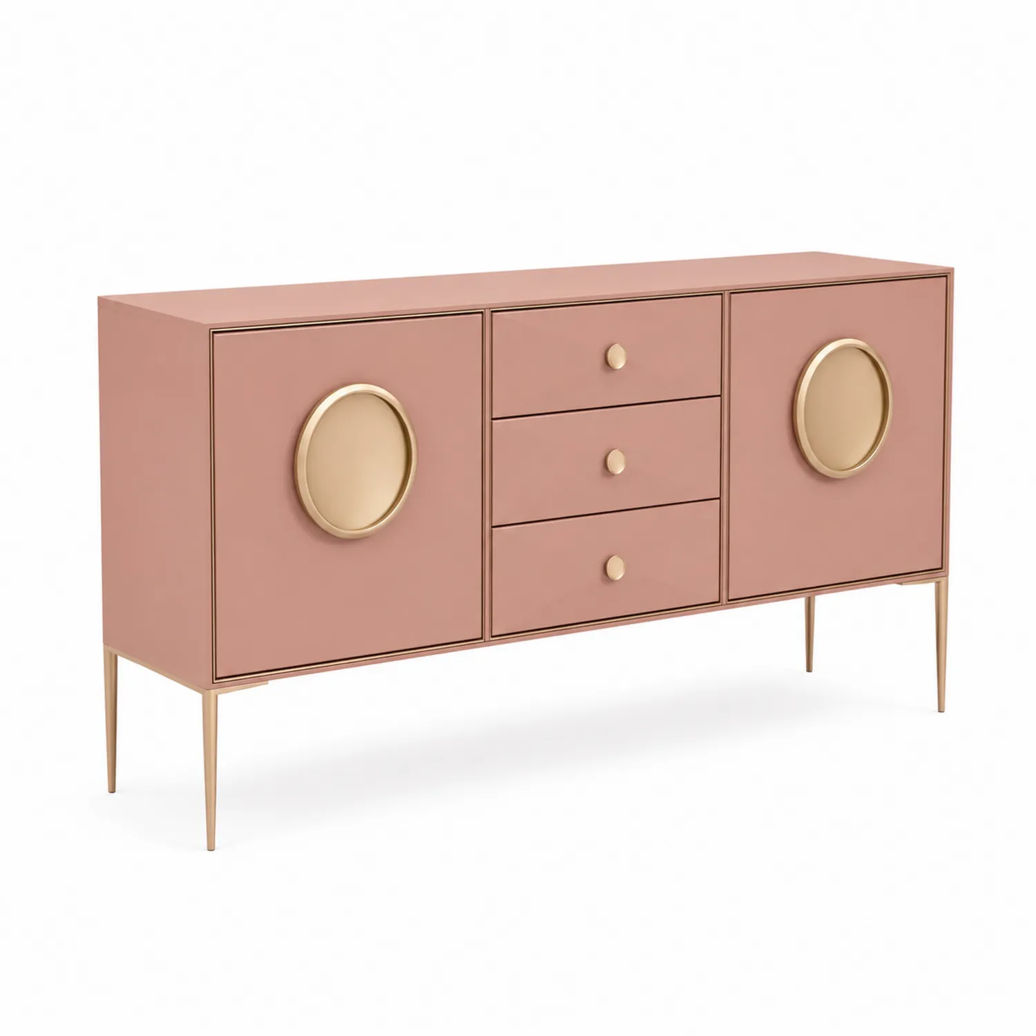 Credenza in MDF Rosa con Dettagli in Metallo-sovmoria