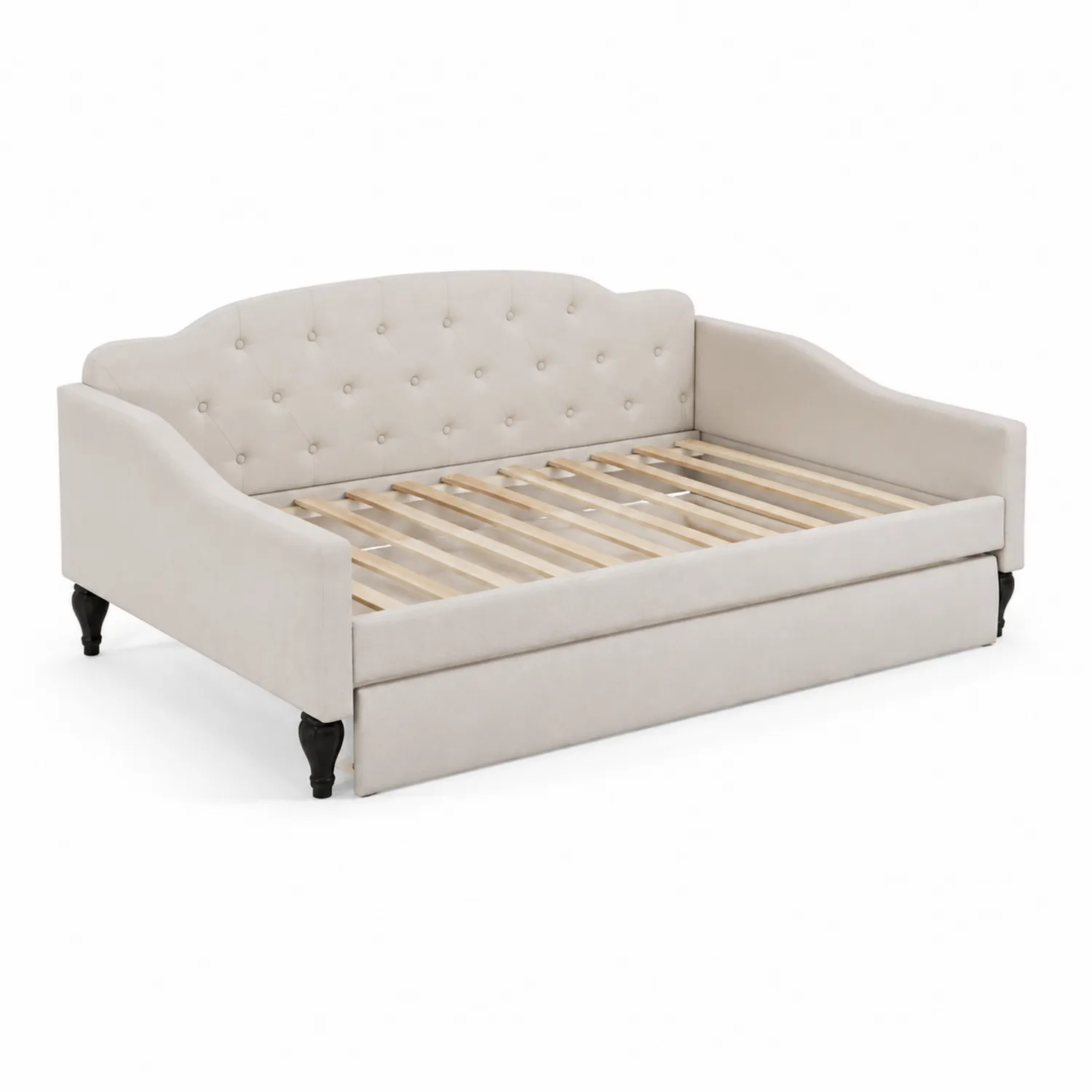 Divano Letto in Tessuto con Gambe in Legno-sovmoria