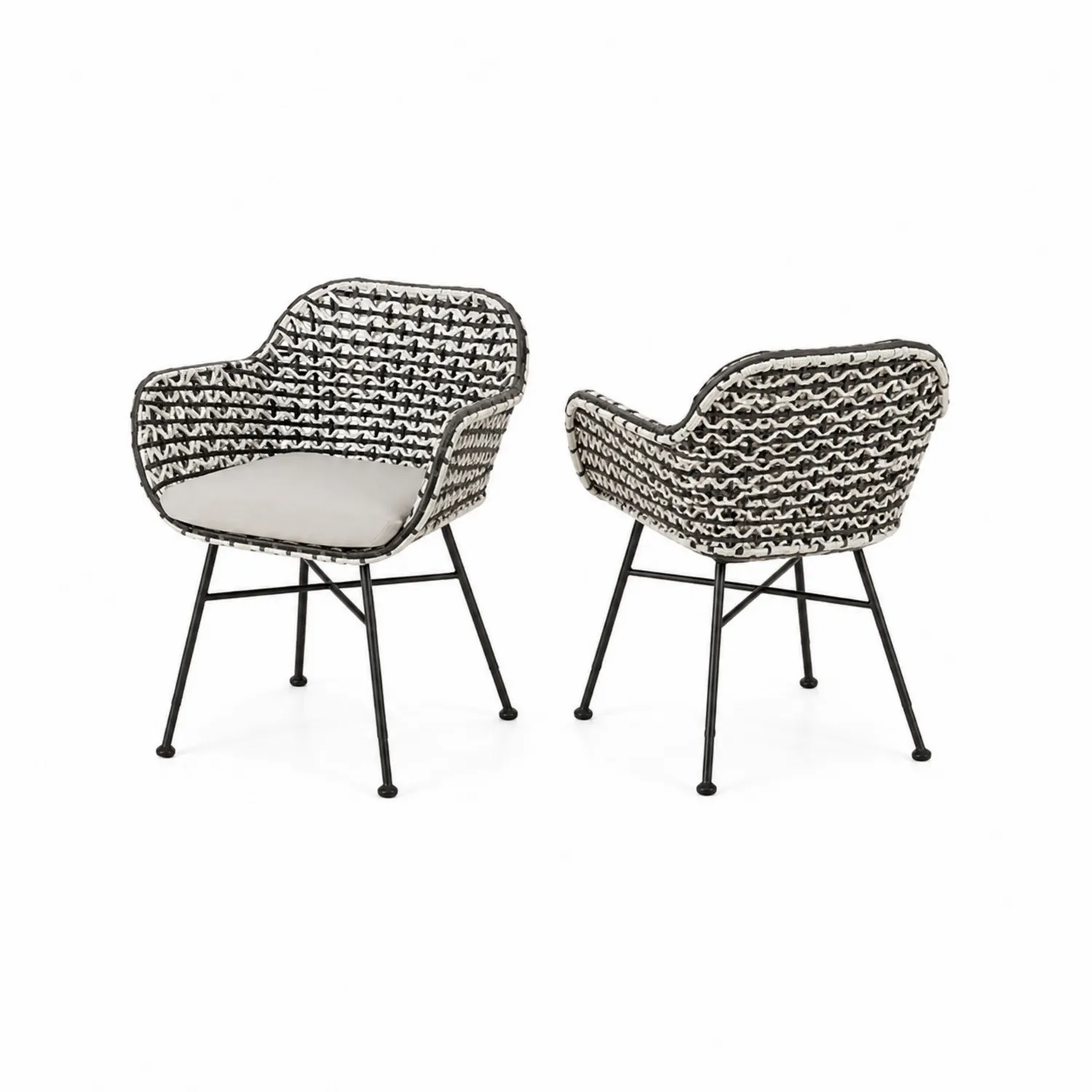 Set 2 Poltrone da Esterno in Rattan con Gambe in Metallo-sovmoria