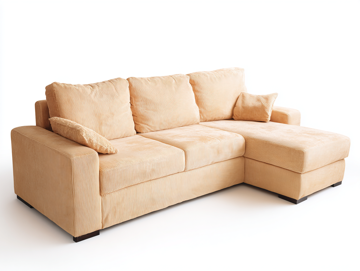 Ecksofa Cordstoff 220x160x85 cm Hellorange geeignet für Wohnzimmer - Gepolsterte Sitzfläche Modernes Design-Dovoralyliving