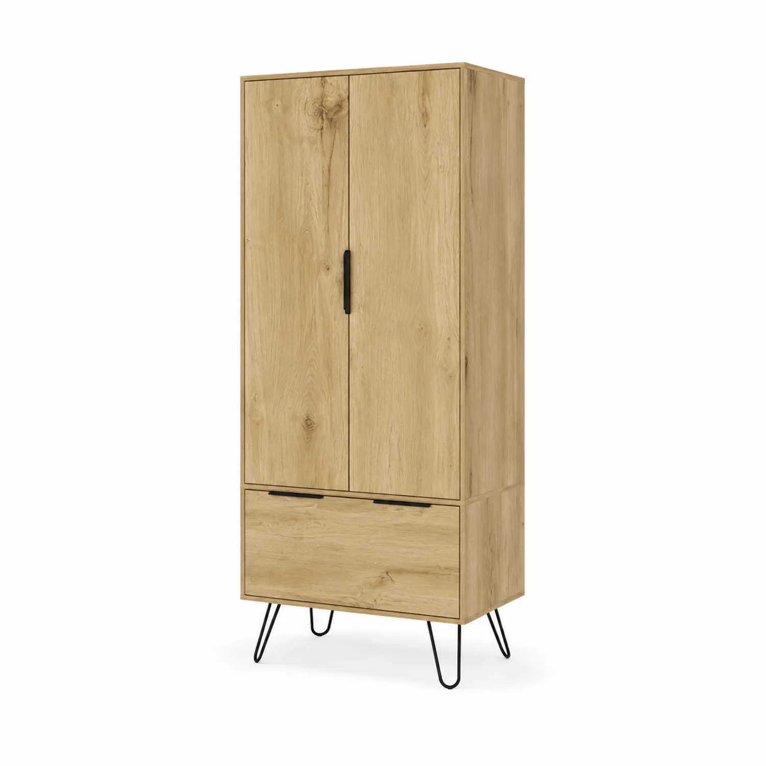 Kleiderschrank aus Eichenholz mit Metallfüßen 180cm