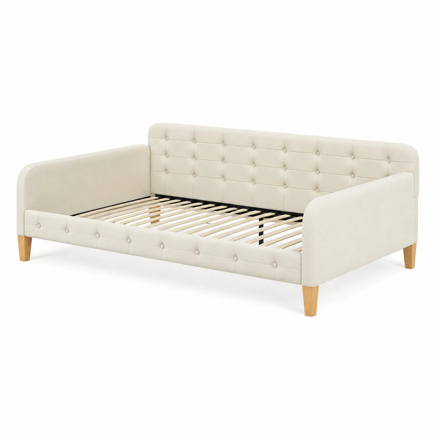 Tagesbett Creme Holz Textil 200x90 cm