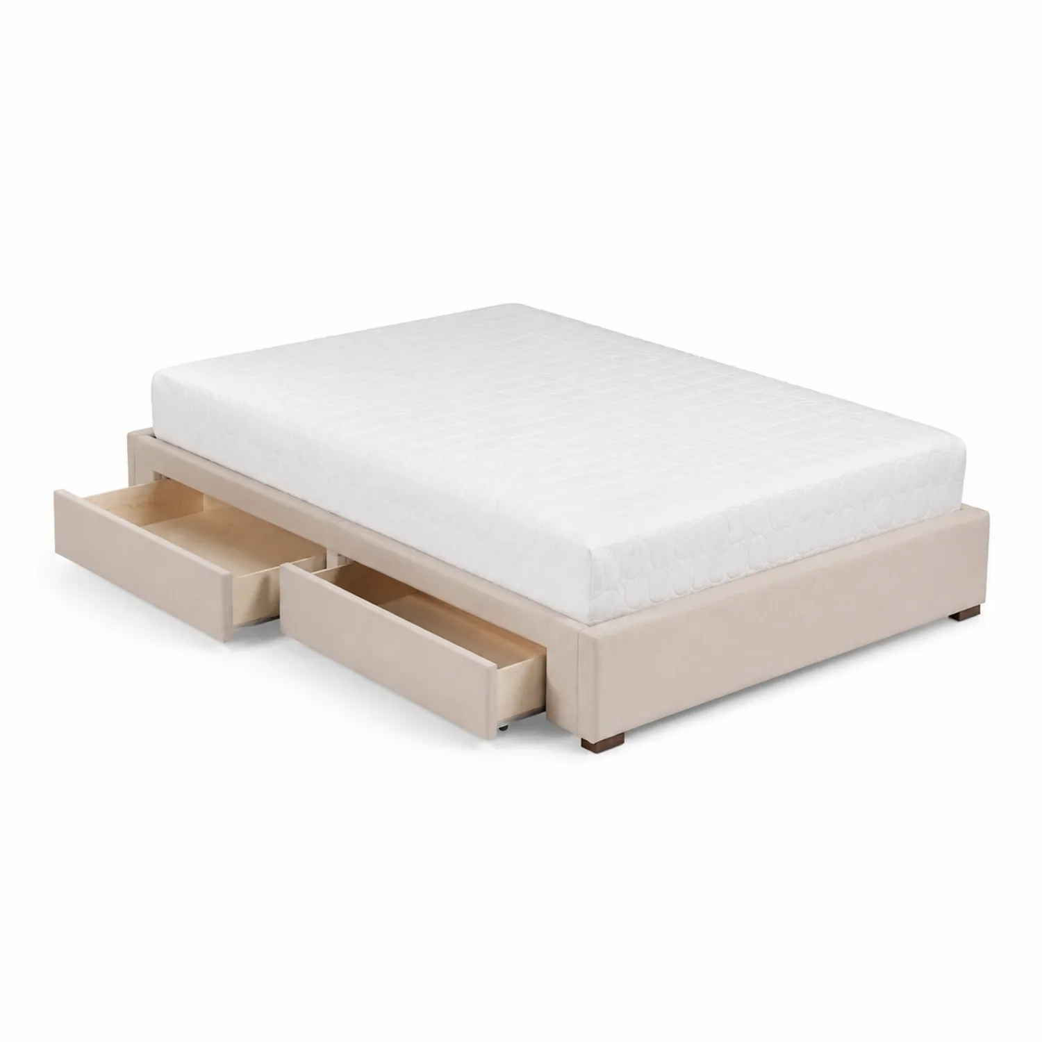 Holzbett mit Schubladen und Polyesterbezug Beige 200x160 cm