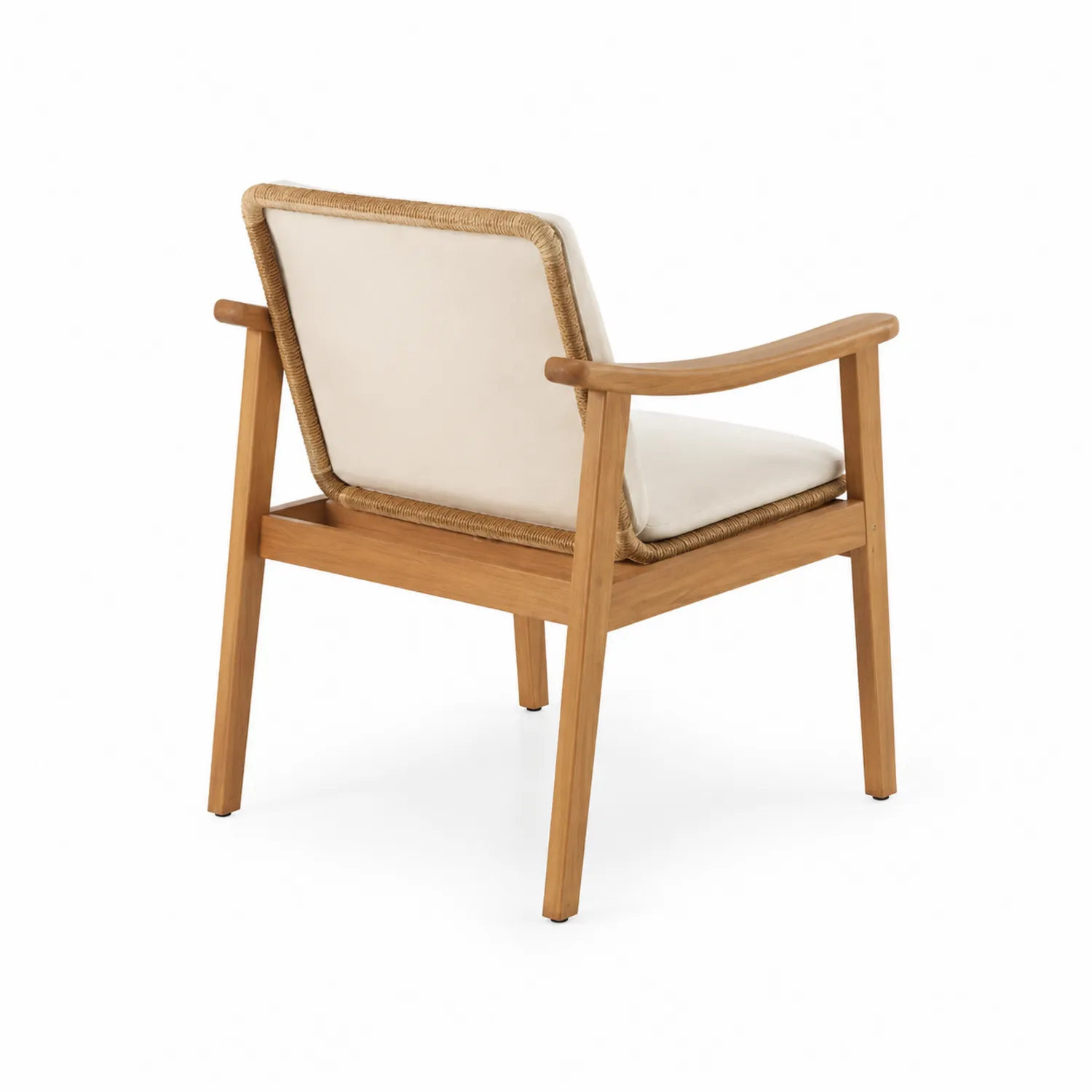 Outdoor-Clubstuhl Teakholz Beige Polster 75x70x65 cm