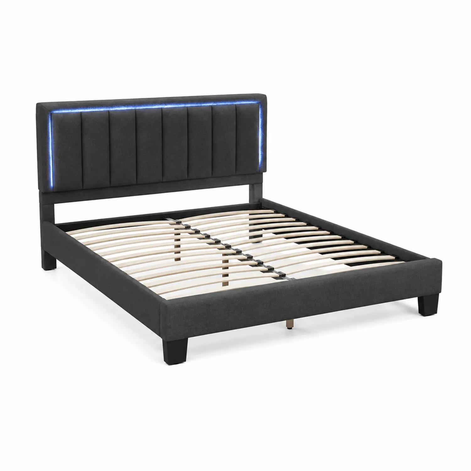 Bett mit Stoffbezug und LED-Beleuchtung 160x200 cm