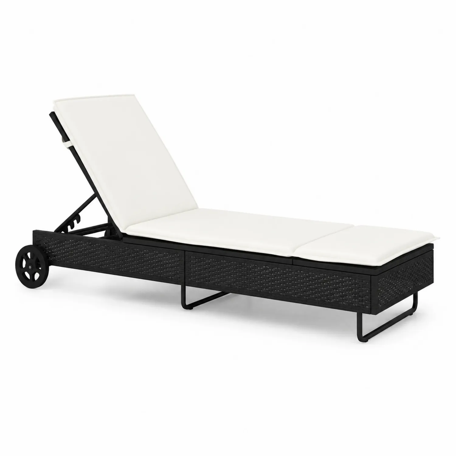 Polyrattan Gartenliege mit Aluminiumrahmen in Schwarz Weiß