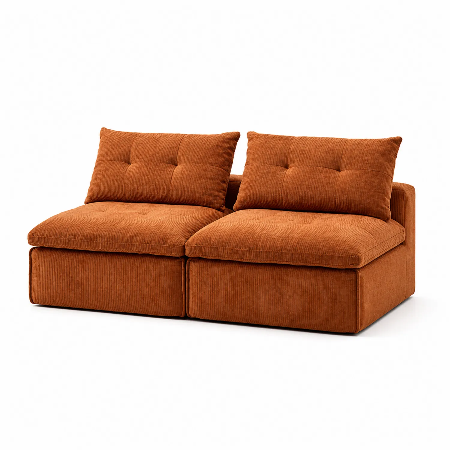 Modulares 2-Sitzer Sofa aus Cordstoff Orange