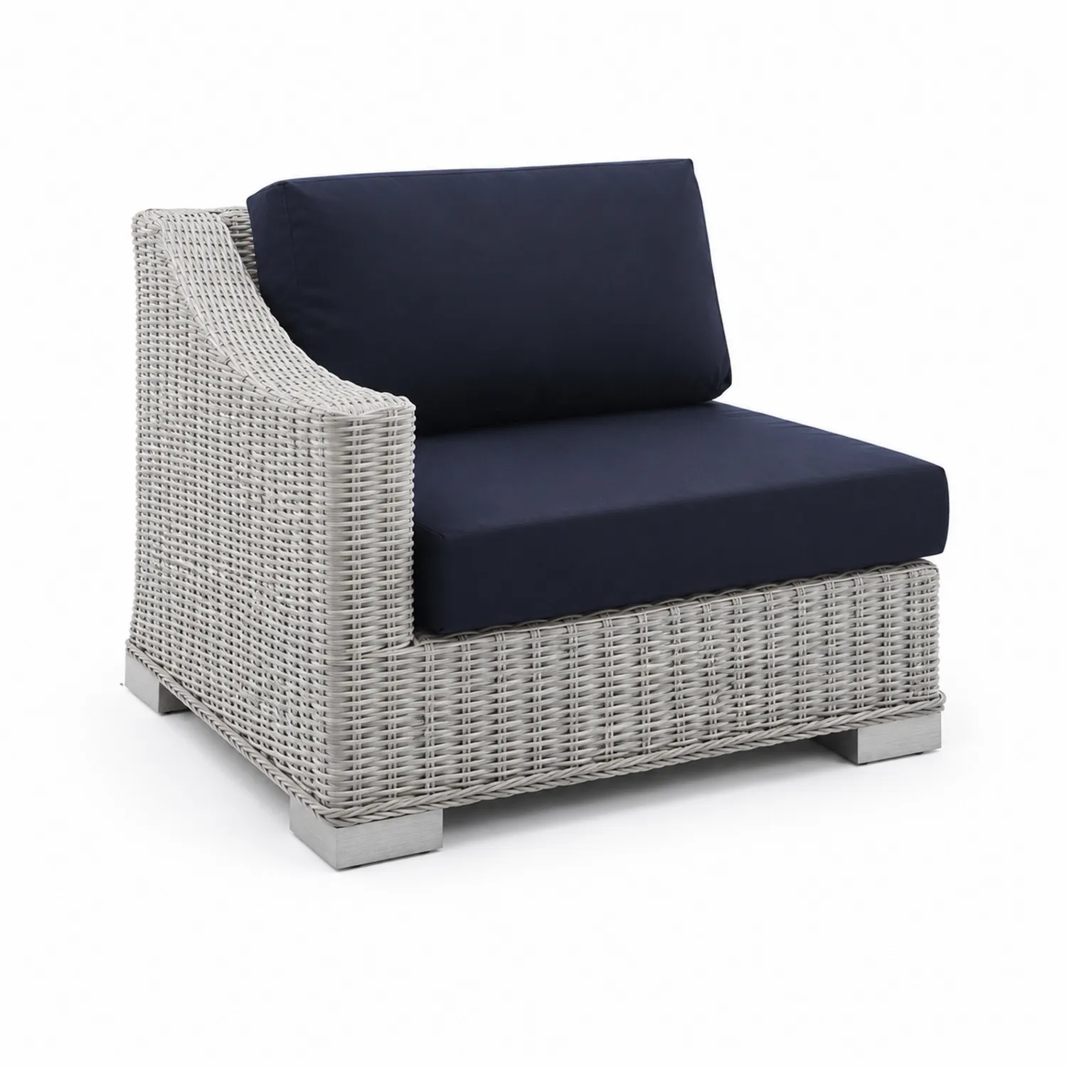 Outdoor Gartensessel aus Polyethylen-Rattan Grau mit Blauen Polyesterkissen