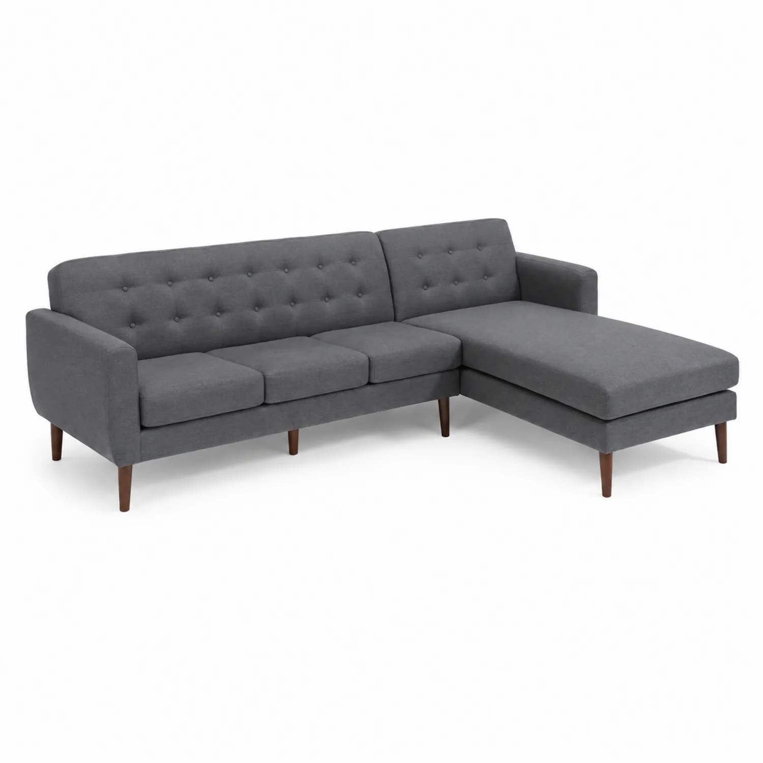 Divano angolare in tessuto grigio con chaise longue destra-Velwooda