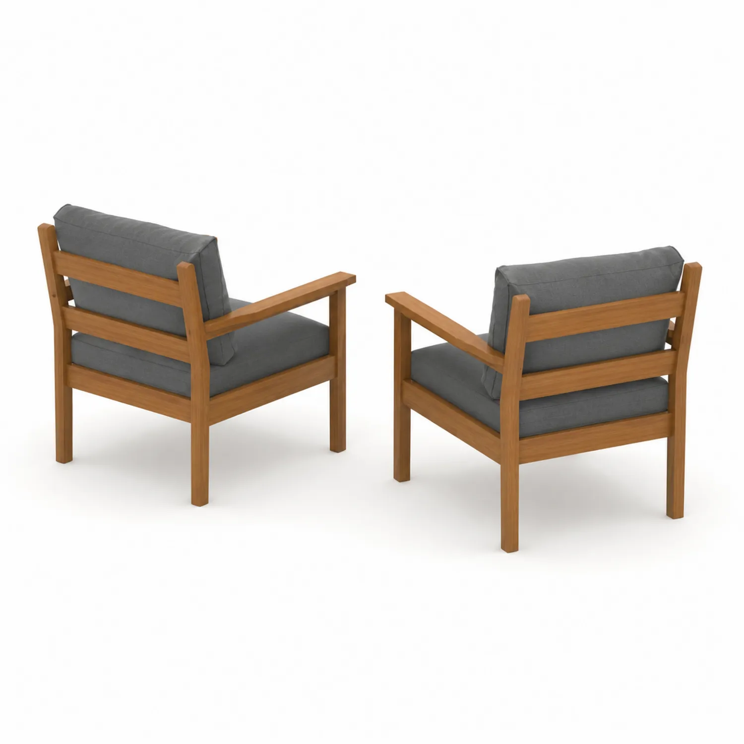 Set di 2 Poltrone in Legno e Tessuto Grigio-Velwooda