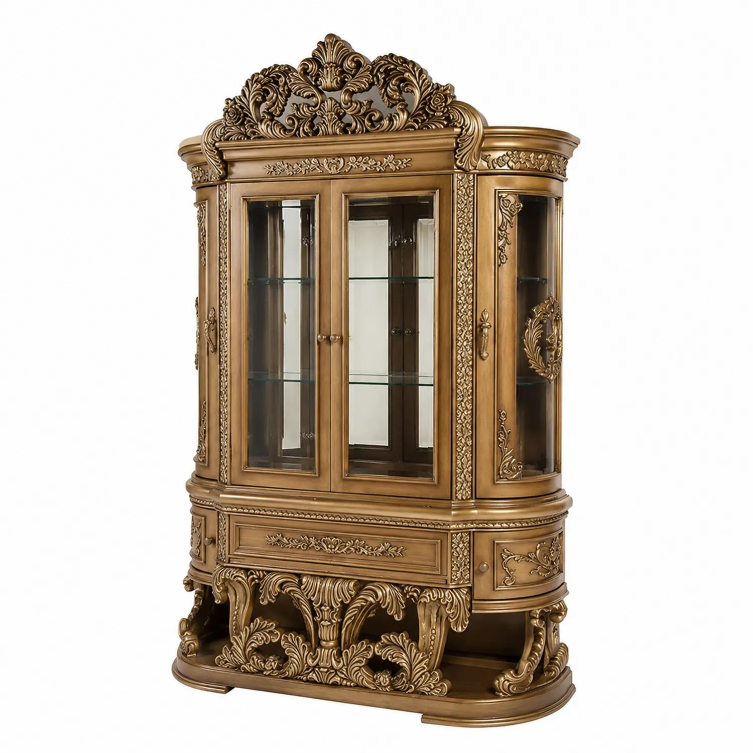 Vetrina in Legno Intagliato con Vetro Temperato-Velwooda