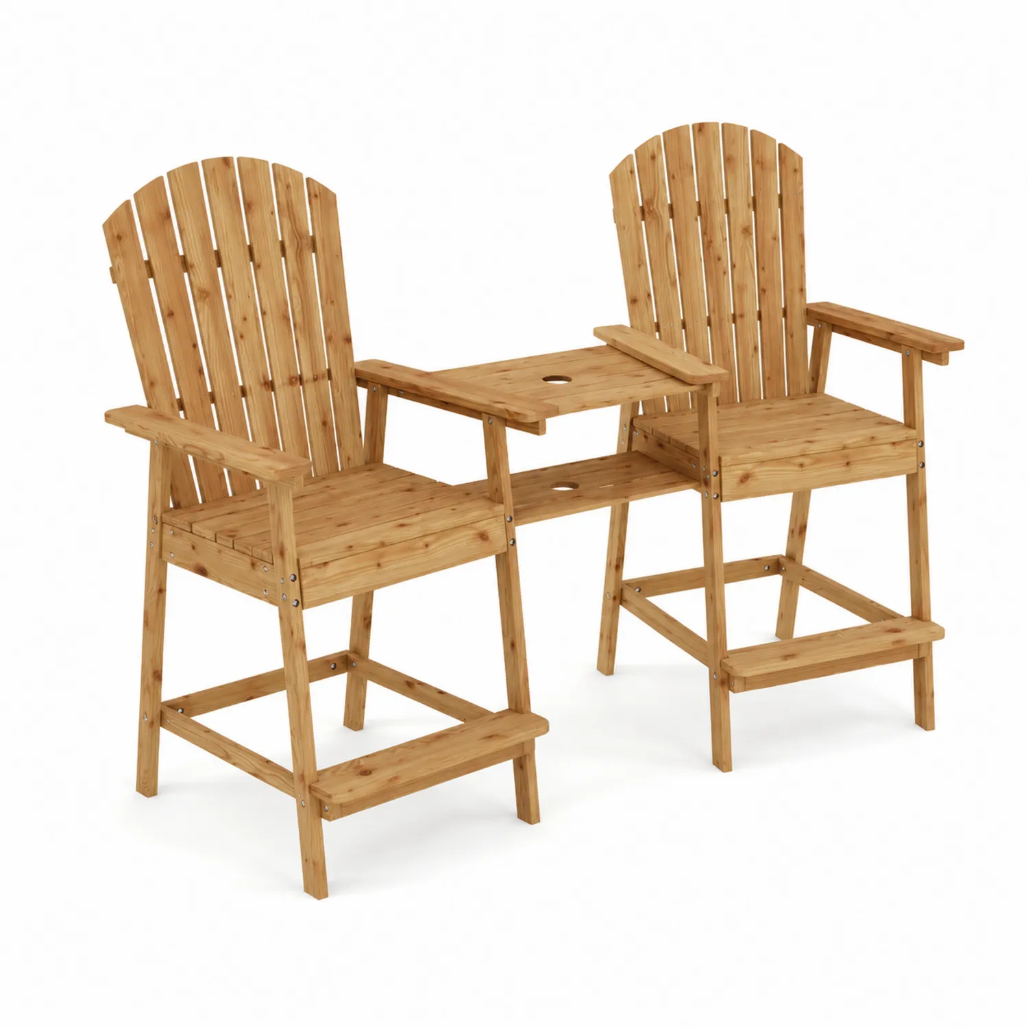 Set poltrone in legno con tavolino integrato per esterno-Velwooda