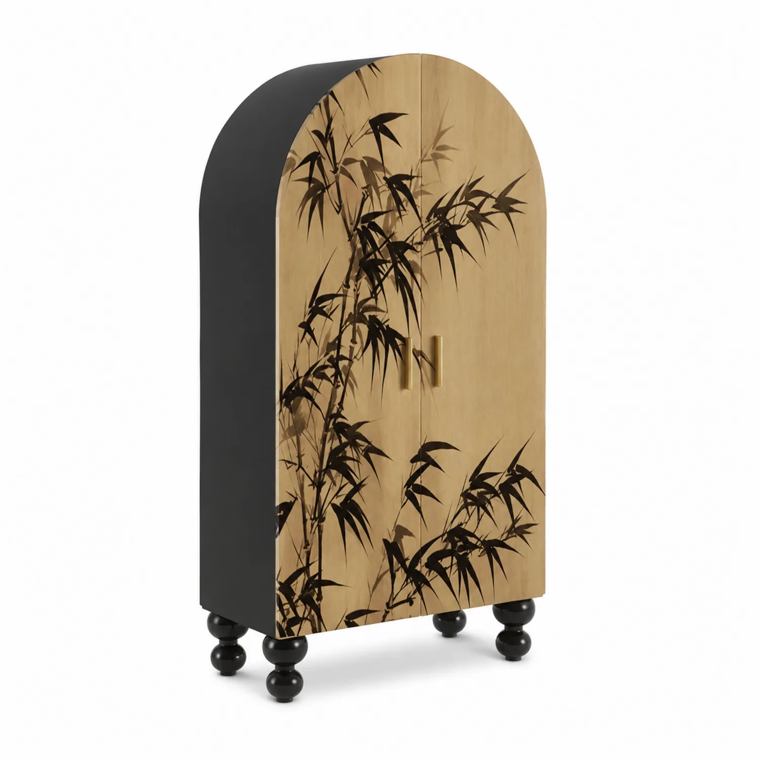 Armadio in Legno con Decorazione di Bambù, 2 Porte-Velwooda